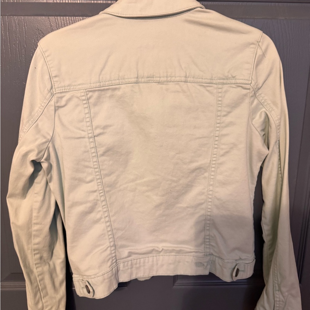 Women's mint green Denim Jacket - Picture 3 of 4